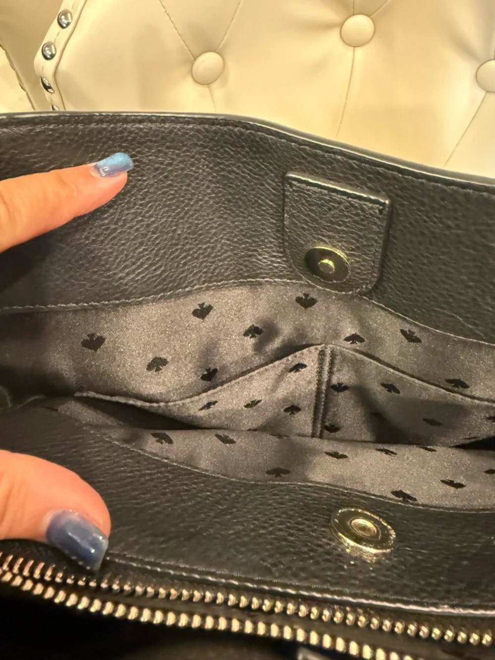 kate spade Black Pebbled Leather Shoulder Bag Leila 3 compartment bag - Picture 7 of 9